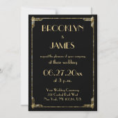 Gold Foil Art Déco Mariage Invitations Magnets (Recto)