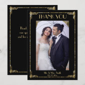 Gold Foil Art Déco Merci Cartes de mariage (Devant / Derrière)