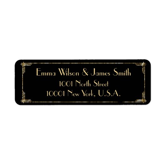 Gold Foil Art Deco Return Address Labels (Voorkant)