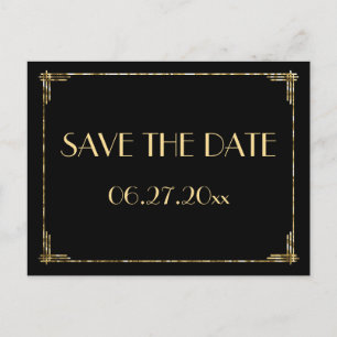 Gold Foil Art Deco Save the Date Briefkaarten