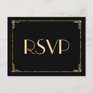 Gold Foil Art Deco Wedding RSVP Briefkaarten