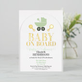 Gold Foil Baby à bord Douche Invitation Invitation (Debout devant)