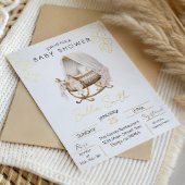 Gold Foil Baby Shower Elegant Script Cradle Folie Uitnodiging