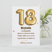 Gold Foil ballon en Confetti 18e verjaardag Kaart (Staand voorkant)