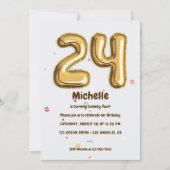 Gold Foil ballon en Confetti 24e verjaardag Kaart (Voorkant)