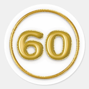 Gold Foil ballonnummer 60 Typografie Birthday Ronde Sticker