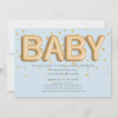 Gold Foil Ballons garçons Baby shower Invitation (Devant)