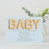 Gold Foil Ballons garçons Baby shower Invitation (Debout devant)