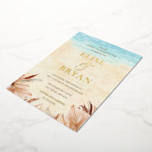 Gold Foil Beachy Boho Bohemian Beach Wedding Folie Uitnodiging (Gedraaid)