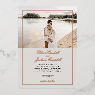 Gold Foil & Beige Minimalist Elegant Wedding Folie Uitnodiging