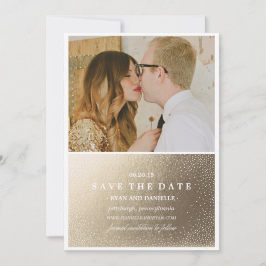 GOLD FOIL BEWAREN DE DATUM sparen de Mededeling va Save The Date (Voorkant)