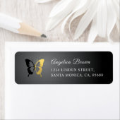 Gold Foil & Black Butterfly Return Address Label (Insitu)