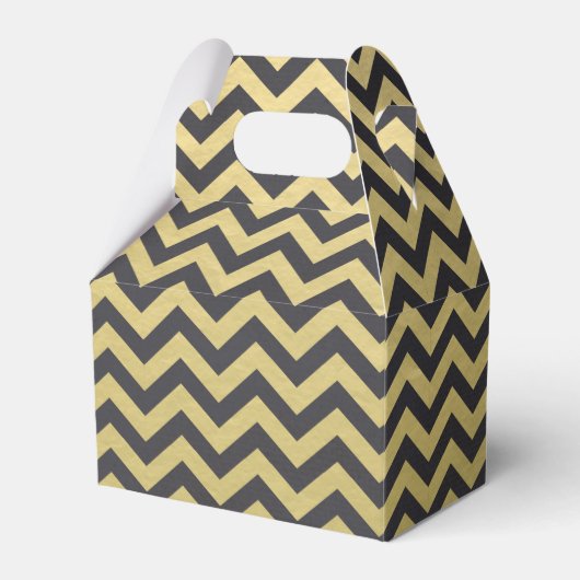 Gold Foil Black Chevron Pattern Bedankdoosjes (Voorkant Zijde)