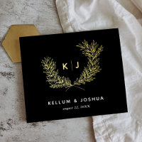 Gold Foil Black Distingué Monogramme Livre d'invit