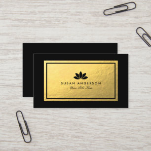 Gold Foil Black Lotus Flower Visitekaartje