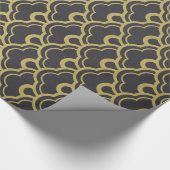 Gold Foil Black Scalloped Shells Pattern Cadeaupapier (Hoek)