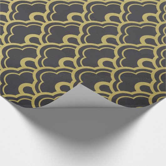 Gold Foil Black Scalloped Shells Pattern Cadeaupapier (Hoek)