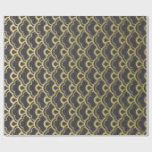Gold Foil Black Scalloped Shells Pattern Cadeaupapier (Vlak)