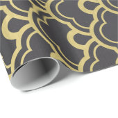 Gold Foil Black Scalloped Shells Pattern Cadeaupapier (Rol Hoek)