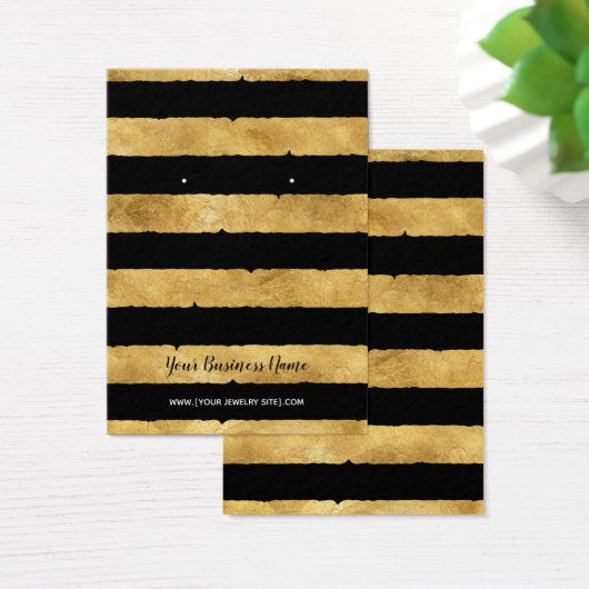 Gold Foil Black Stripes Earring Cartes d'affichage (Bureau)