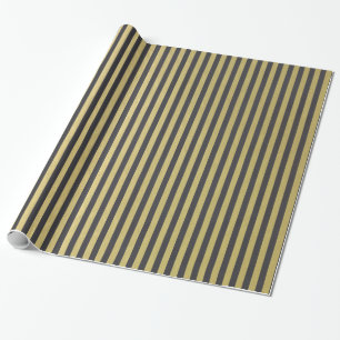 Gold Foil Black Stripes Pattern Cadeaupapier