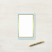 Gold Foil Blue Blauwgroen Chevron Zigzag Pattern Post-it® Notes (Op bureau)