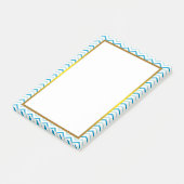 Gold Foil Blue Blauwgroen Chevron Zigzag Pattern Post-it® Notes (Schuin)
