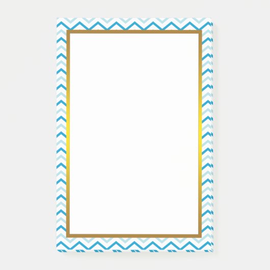 Gold Foil Blue Blauwgroen Chevron Zigzag Pattern Post-it® Notes (Voorkant)
