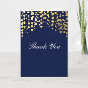Gold Foil Blue Confetti Wedding Thank You Card Bedankkaart