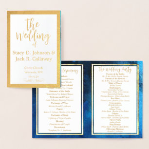 Gold Foil Blue Galaxy Programme de mariage