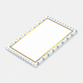 Gold Foil Blue Love Heart Pattern Valentijn Post-it® Notes (Schuin)