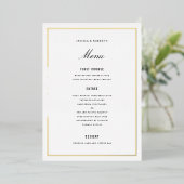 Gold Foil Border Elegant Wedding Menu Card Folie Uitnodiging (Staand Voorkant)