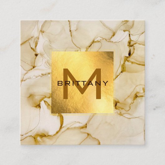 Gold Foil Brown Beige op maat gesneden Vierkante Visitekaartje (Voorkant)