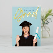 Gold Foil Brush Afstudeerder Moderne aankondiging  (Staand Voorkant)