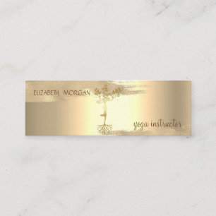 Gold Foil Bruske Stroke, Tree Women Silhouette Mini Visitekaartje