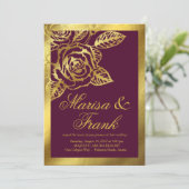 Gold Foil Burgundy Botanische bloemen Kaart (Staand voorkant)