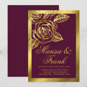 Gold Foil Burgundy Botanische bloemen Kaart (Voorkant / Achterkant)