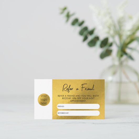 Gold Foil Business Référer Une Carte De Référence  (Debout devant)