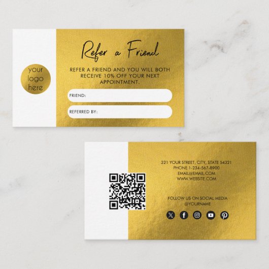 Gold Foil Business Référer Une Carte De Référence  (Devant / Derrière)