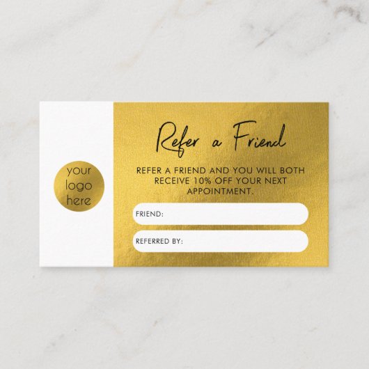 Gold Foil Business Référer Une Carte De Référence  (Devant)