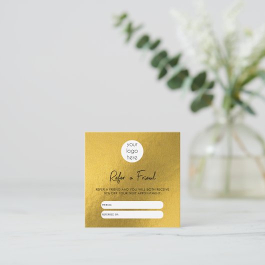 Gold Foil Business Référer Une Carte De Référence (Debout devant)