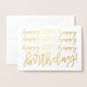 Gold Foil Calligraphie Bonne carte d'anniversaire (Devant avec enveloppe)