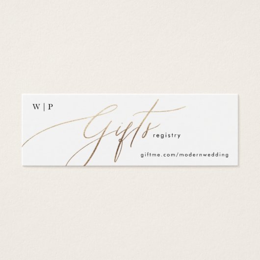 Gold Foil Calligraphy Modern Mariage Cadeau Regist (Devant)