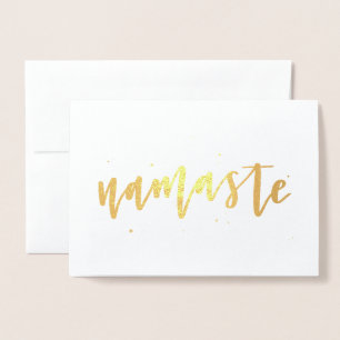 Gold Foil Calligraphy Namaste Wenskaart Folie Kaarten