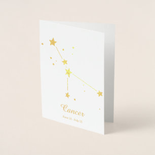 Gold Foil CANCER Zodiac Sign Constellation Folie Kaarten