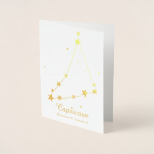 Gold Foil CAPRICORN Zodiac Sign Constellation Folie Kaarten