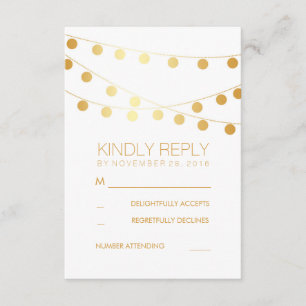 Gold Foil Chaîne Lumières Mariage moderne Cartes R