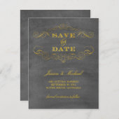 Gold Foil Chalkboard Save the Date (Voorkant / Achterkant)