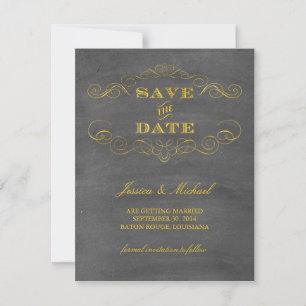Gold Foil Chalkboard Save the Date