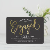 Gold Foil Chic Lettering Engagement Party Kaart (Staand voorkant)